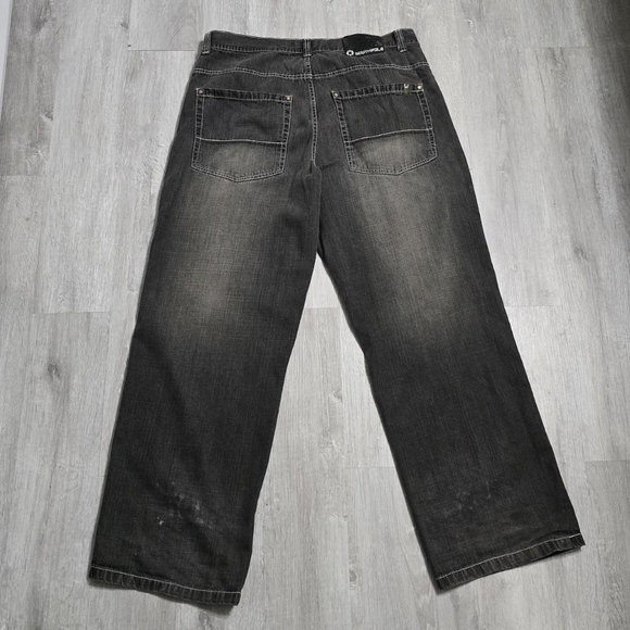 Vintage Y2K Southpoleb 4180 Baggy Wide Legged Black Jeans Brown Tab Size 36